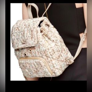 Kate Spade Emerson Place Jessa Backpack Tweed in cream - mint green  Color 8”x8”